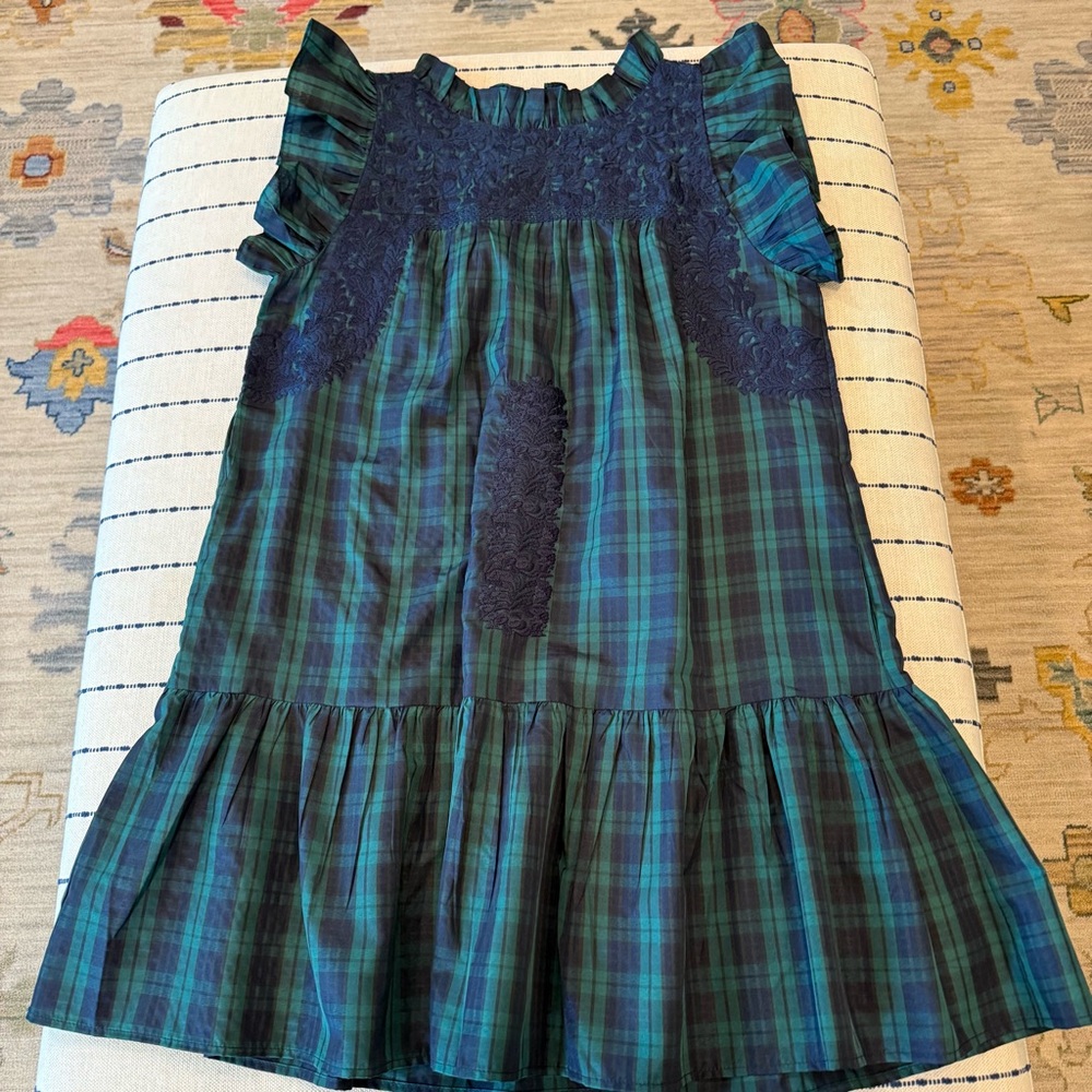 J.Marie Black Watch Plaid Ruffle Sleeve Dress